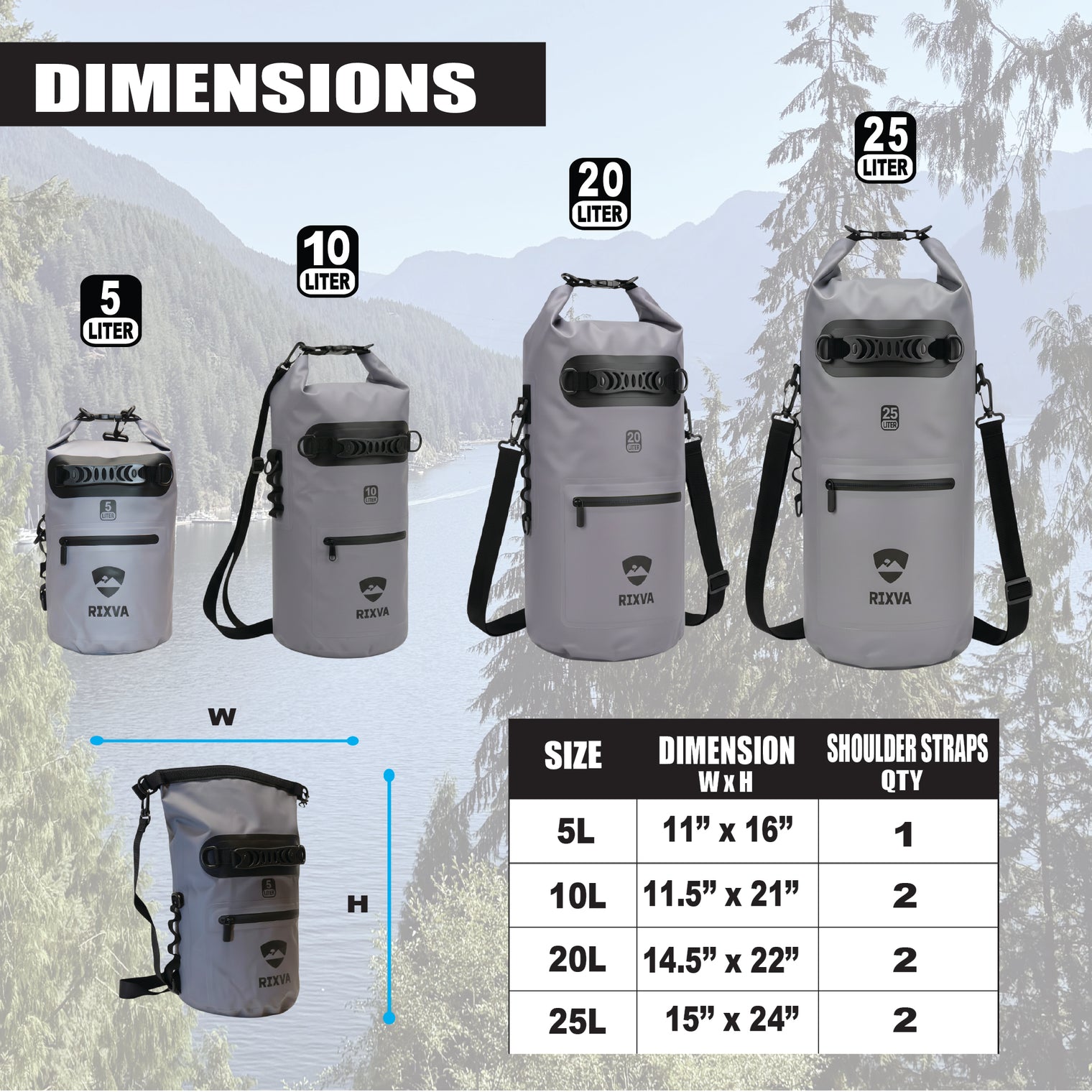 Waterproof Dry Bag, 5L 10L 20L 25L.