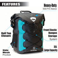 35L Waterproof Backpack with Elastic Bungee Storage.