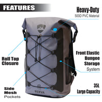 35L Waterproof Backpack with Elastic Bungee Storage.
