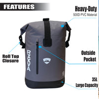 35L Waterproof Backpack with Zipper Pocket.
