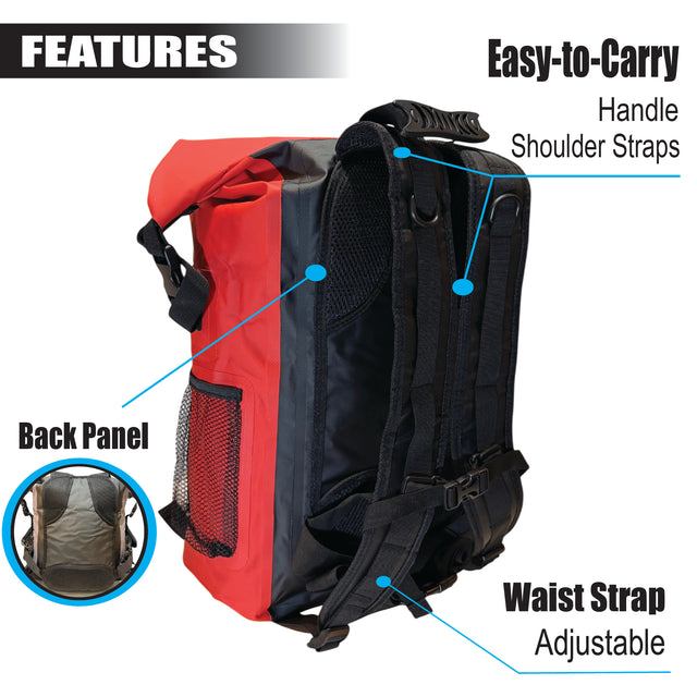 35L Waterproof Backpack with Elastic Bungee Storage.