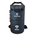 RIXVA 15L black waterproof insulated cooler bag with roll-top closure and front zipper pocket