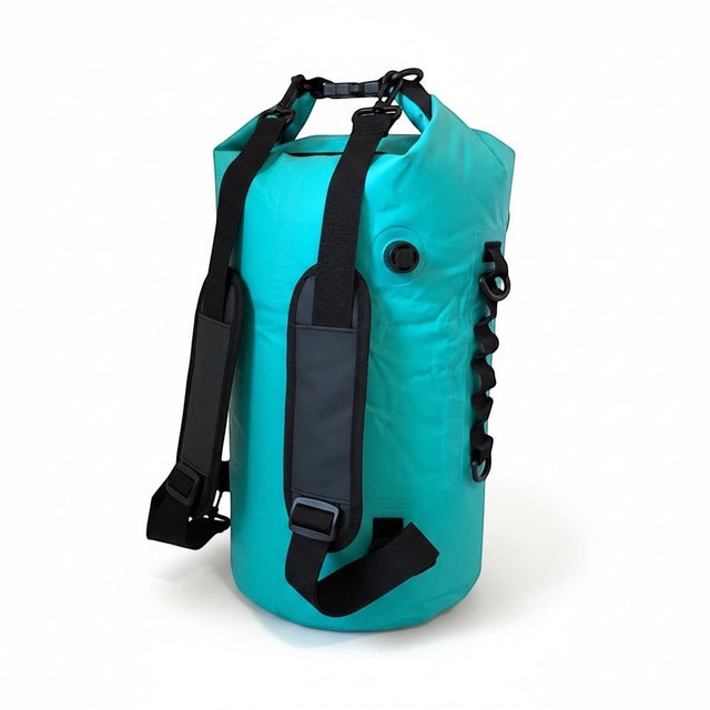 RIXVA 15L waterproof insulated cooler bag in turquoise with adjustable shoulder straps and roll-top closure